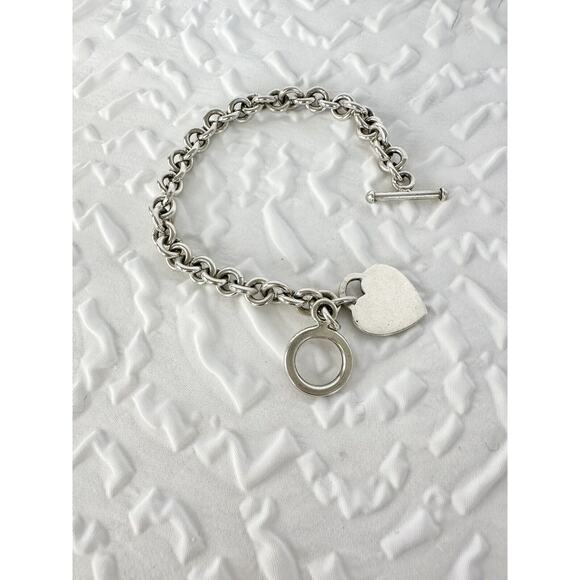 Vintage Sterling Silver 925 HEART Charm 8” Round Link Bracelet Toggle 30 Grams - Picture 1 of 5